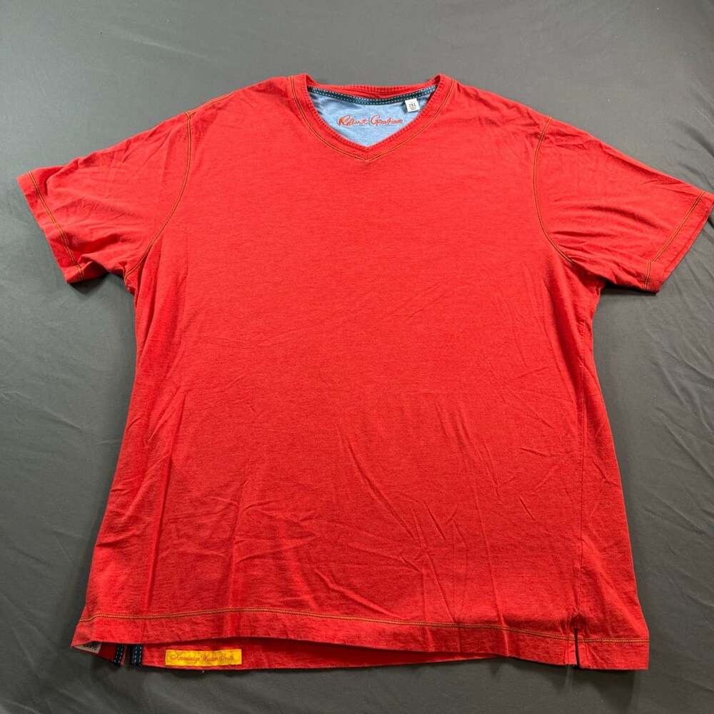 Robert Graham Classic Fit V-Neck T-Shirt Red 2XL